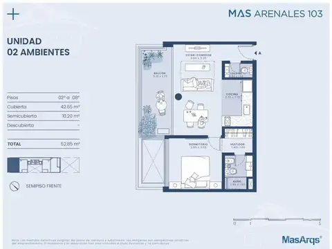 Departamento en Venta de 1 dormitorio