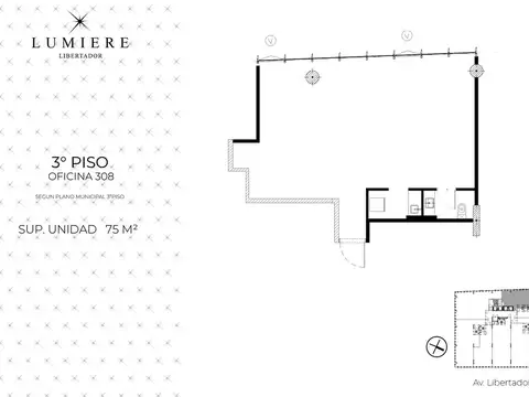 Oficina Monoambiente con 2 baños