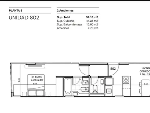 Departamento en Venta de 2 ambientes