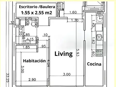 Departamento en Venta de 1 dormitorio