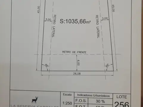 Reserva de Cardales Lote 256 Fondo Golf 1035,66 m²