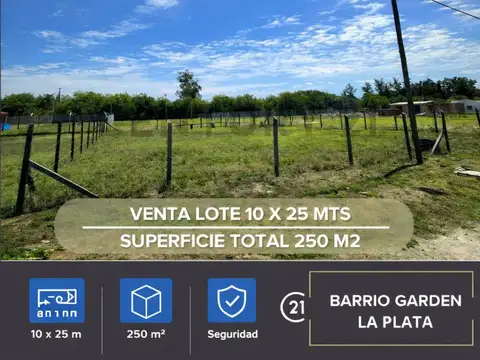 LOTE DE 250 M2 BARRIO GARDEN - LA PLATA