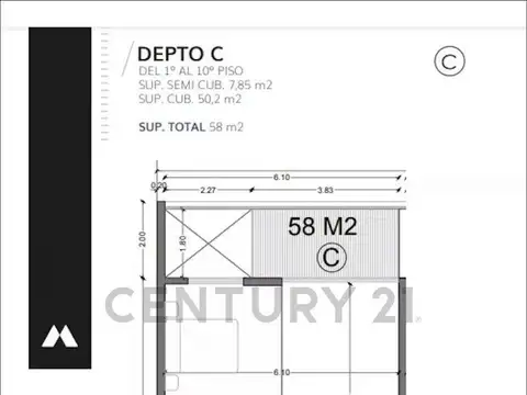 58 entre 13 y 14 , Piso 10