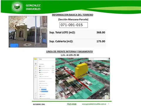 Terreno en Venta 8  mts Frente