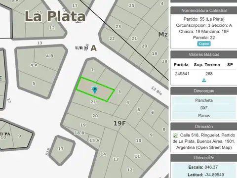 Terreno en Venta en Ringuelet, USD 35.000