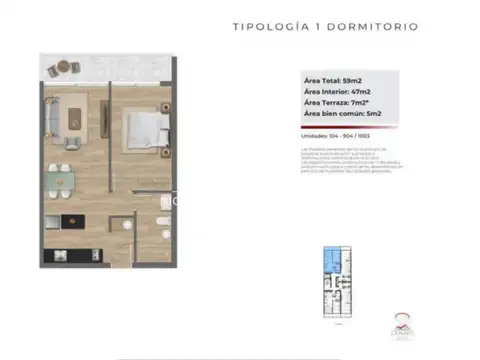 Departamento en Venta de 1 dormitorio