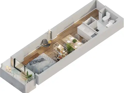 Departamento Monoambiente con 1 baño