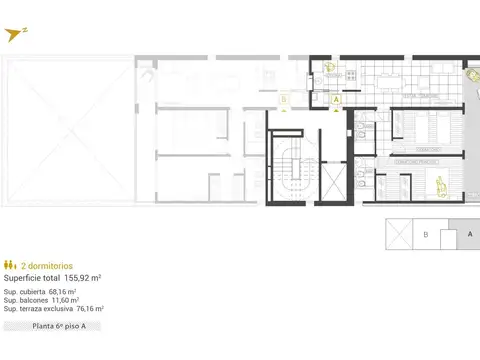 Departamento 3 ambientes con 2 baños