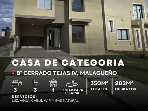 Venta Propiedad De Categoría A Estrenar En Barrio Cerrado Tejas IV- Malagueño