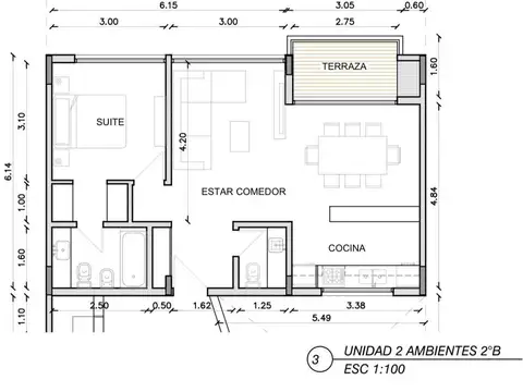 Departamento en Venta de 1 dormitorio