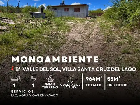 Venta De Amplio Monoambiente De 55M² En Terreno De 964M². Valle Del Sol, Villa Santa Cruz Del Lago
