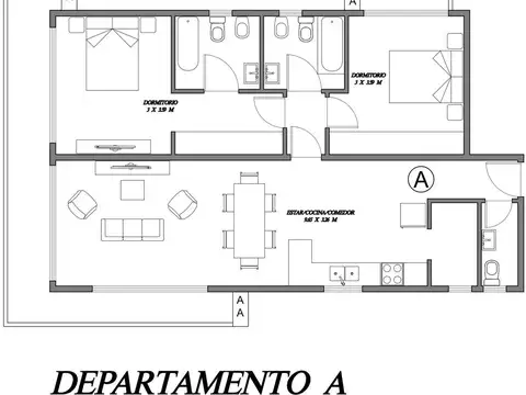 Departamento en Venta con 1 cocheras