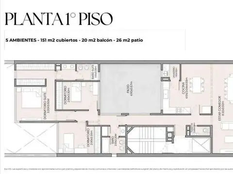 Departamento 4 ambientes con 3 baños