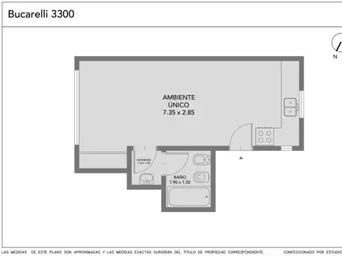 Venta Monoambiente vista abierta cocina a gas - Villa Urquiza