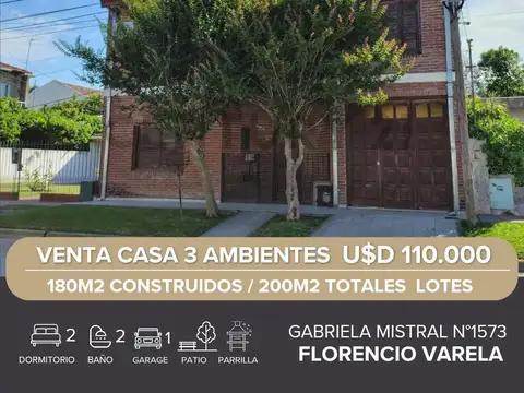 VENTA CASA 3 AMBIENTES  FLORENCIO VARELA
