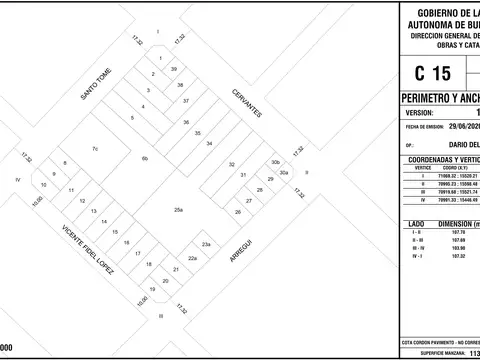 Terreno en Venta 9  mts Frente