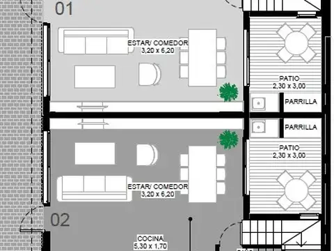 Departamento 4 ambientes con 2 baños