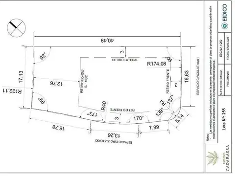 Terreno en Venta 20  mts Frente