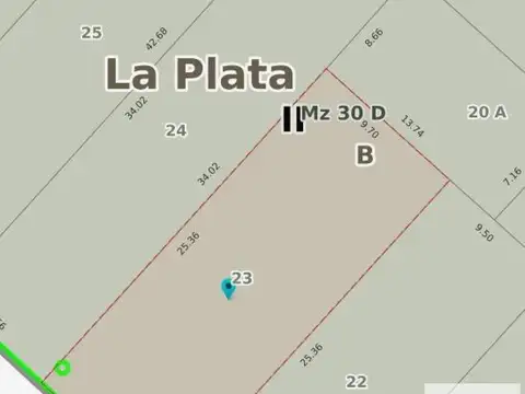 Terreno en Venta 9  mts Frente