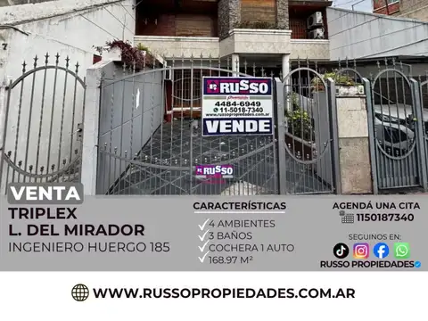 Venta Triplex 4 Ambientes , Lomas del Mirador