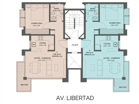 Semipiso de dos ambientes al frente con balcón, a estrenar con amenities