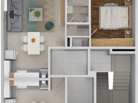 Departamento 2 ambientes con 1 baño