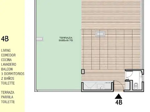 Departamento 4 ambientes con 2 baños