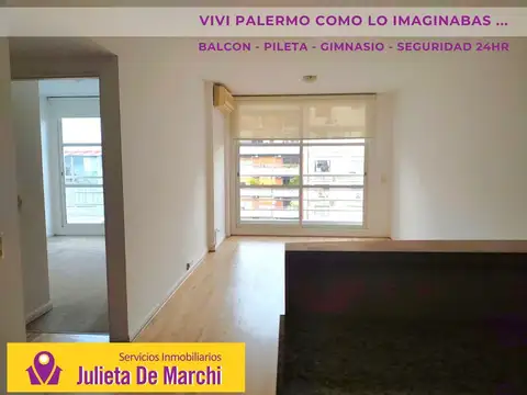 Viví Palermo:  2ambientes con Balcón, Pileta y Gym - apto/prof.
