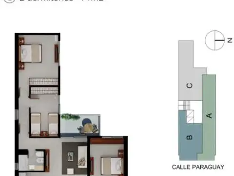 Departamento 3 ambientes con 1 baño