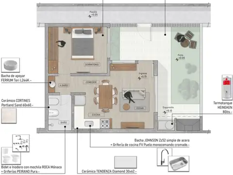 Depto Tipo Casa en Venta de 2 ambientes