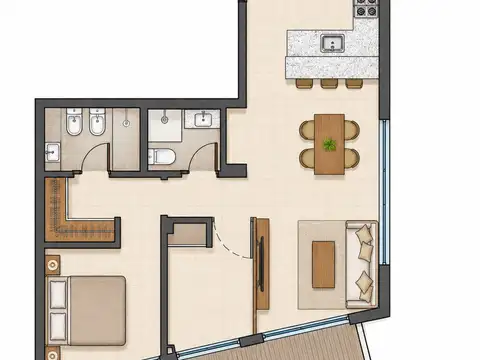 Departamento en Venta de 3 ambientes
