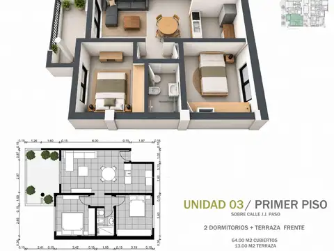 Preventa U3 departamento 2 dormitorios Esperanza.
