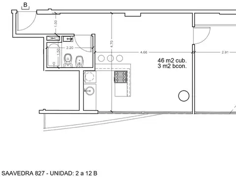 Departamento 2 ambientes con 1 baño