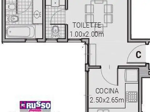 Departamento en Venta de 2 ambientes