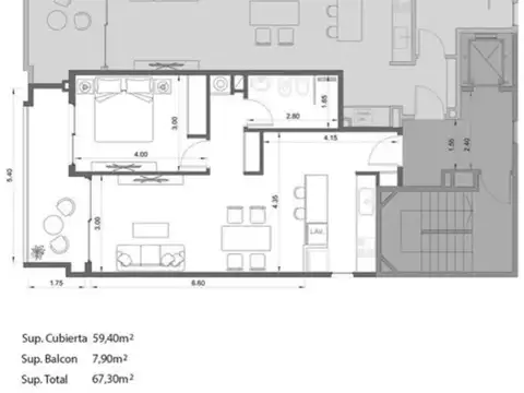 Departamento de 2 AMB en venta a estrenar