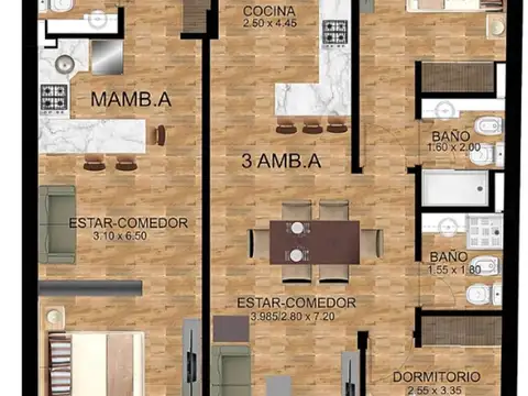 Departamento en Venta de 3 ambientes