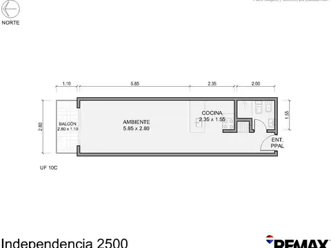 Departamento Monoambiente con 1 baño