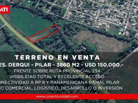 Terreno de 3.860 m2 en Presidente Derqui - Venta