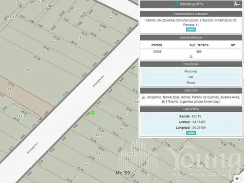 Terreno en venta  Bernal