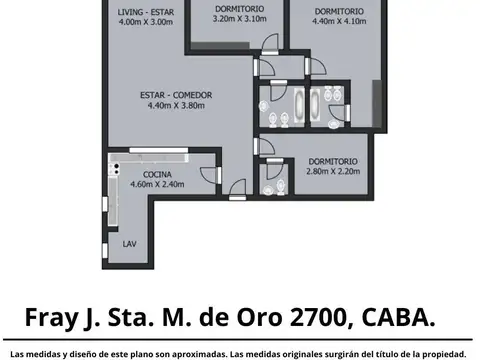 Departamento 4 ambientes con 2 baños