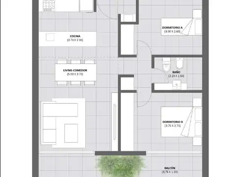 Departamento en Venta de 2 dormitorios