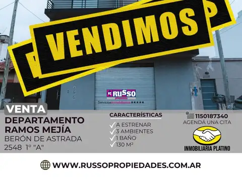 Venta departamento a estrenar 3 ambientes Ramos Mejia