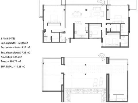Departamento 5 ambientes con 4 baños