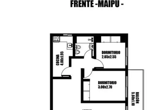 Departamento 3 ambientes con 1 baño