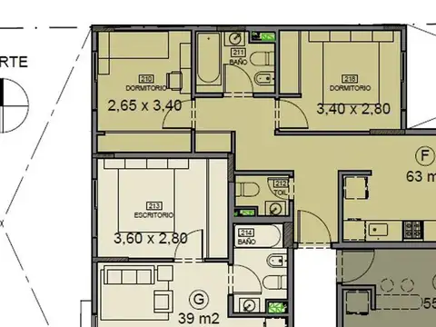 Departamento 3 ambientes con 1 baño