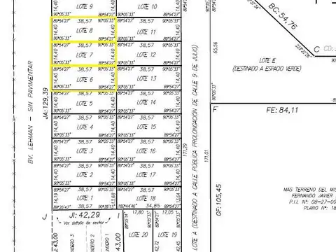 Terreno en Venta 38  mts Fondo