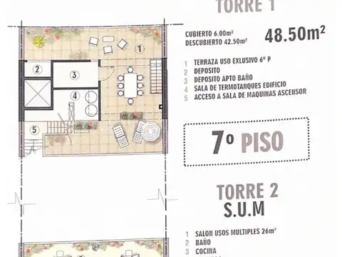 Departamento 3 ambientes con 2 baños