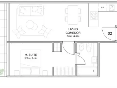 Departamento en Venta de 2 ambientes