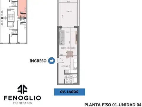 Departamento monoambiente con patio en venta Lourdes Rosario