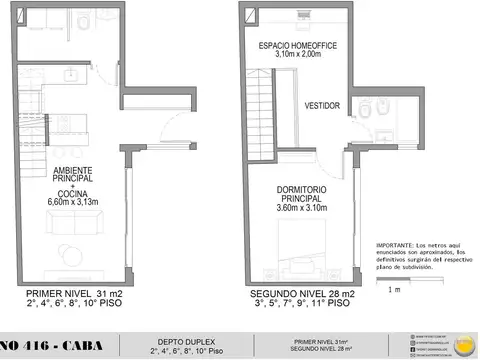Departamento 3 ambientes con 2 baños